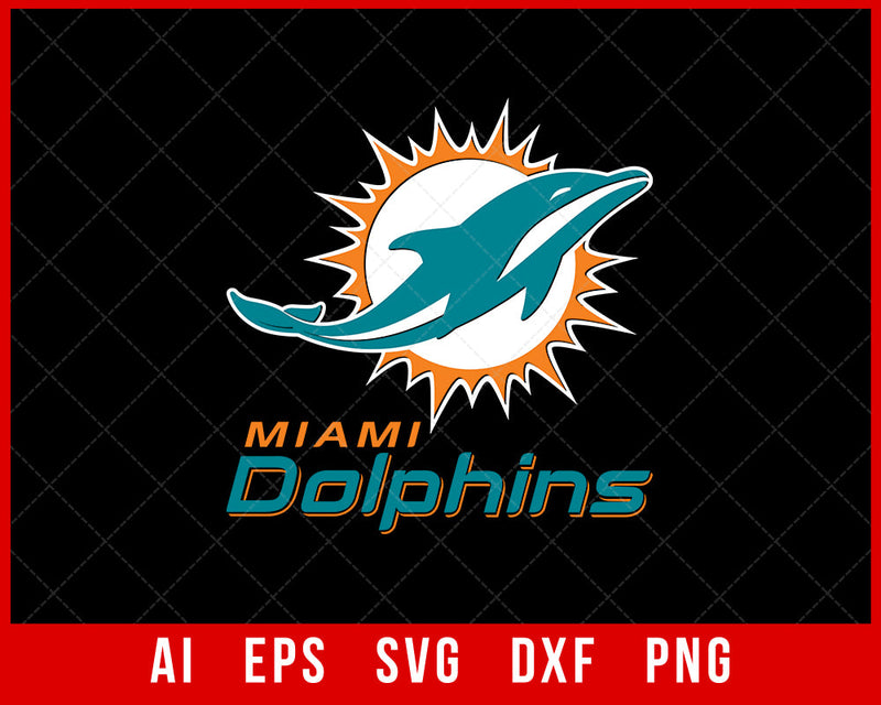Miami Dolphins Club Logo NFL Sports SVG T-shirt Design SVG Cut File for Cricut Digital Download