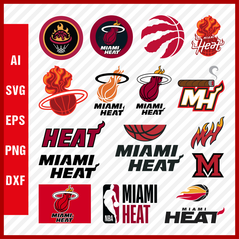 NBA Miami Heat Svg Cut Files Basketball Clipart Bundle