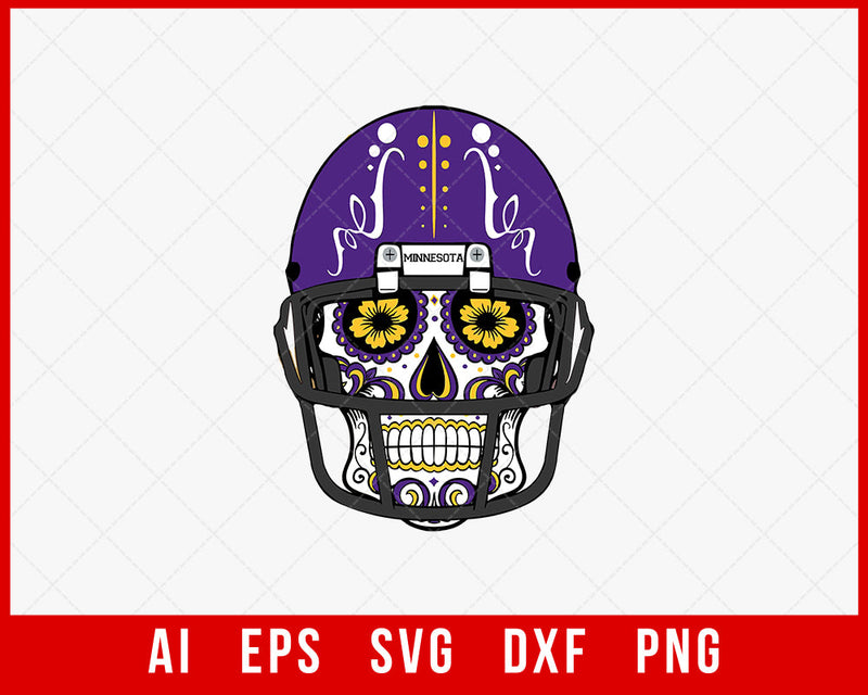 Minnesota Vikings Skeleton Helmet Clipart NFL SVG Cut File for Cricut Digital Download