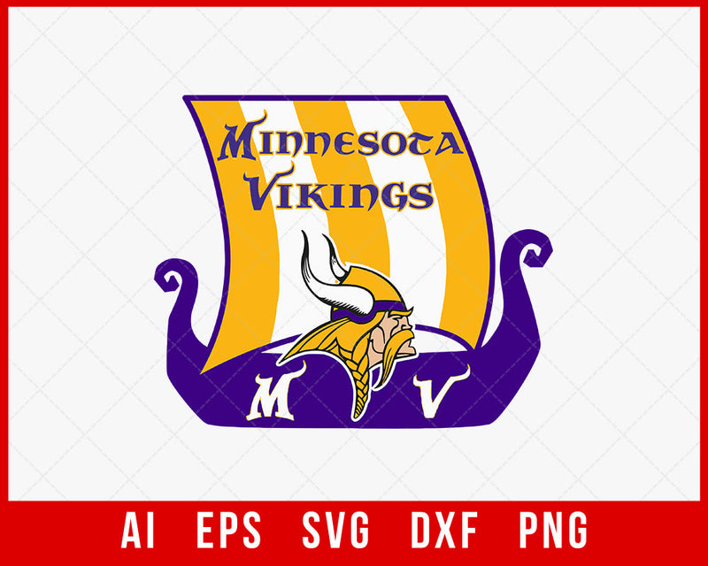 Minnesota Vikings Horn Clipart Boat Silhouette NFL SVG Cut File for Cricut Digital Download