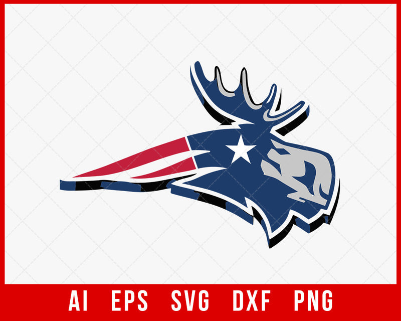 New England Patriots Clipart Moose Silhouette NFL SVG Cut File for Cricut Digital Download