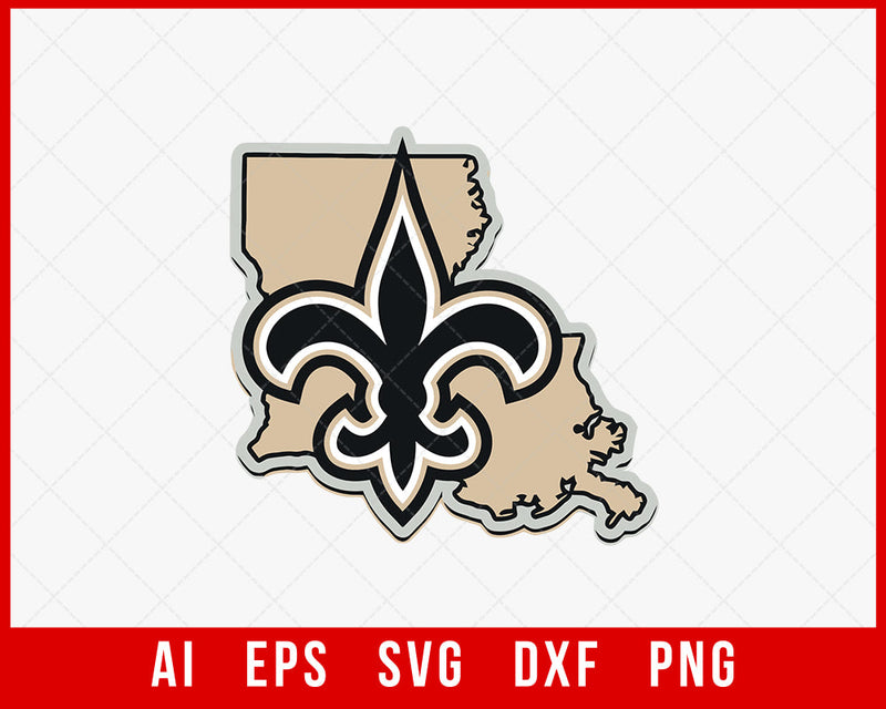 New Orleans Saints SVG Louisiana State Map Clipart Cut File for Cricut Digital Download