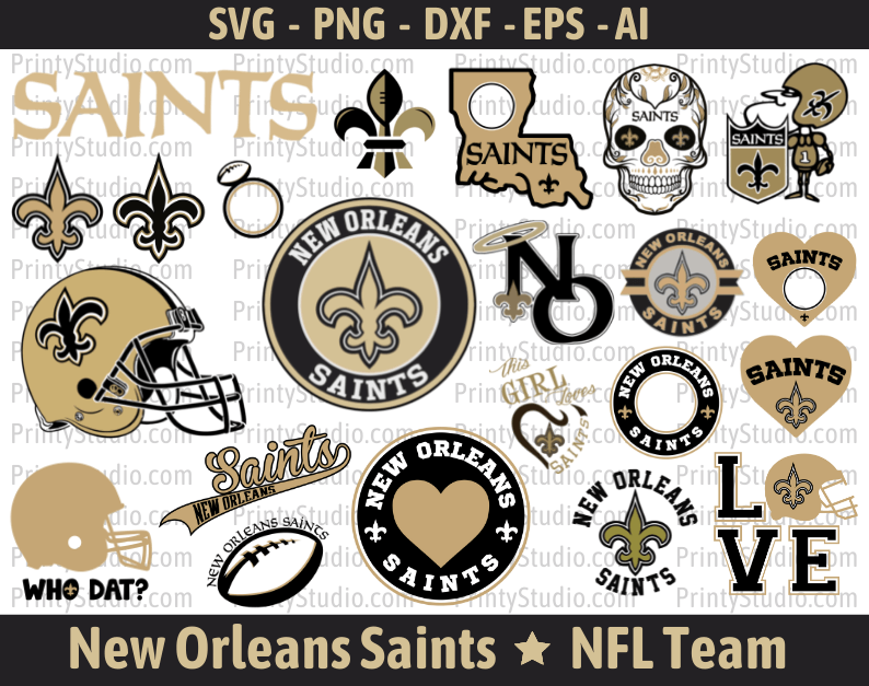 New Orleans Saints SVG Files for Cricut and Silhouette, Saints Clipart & PNG Files