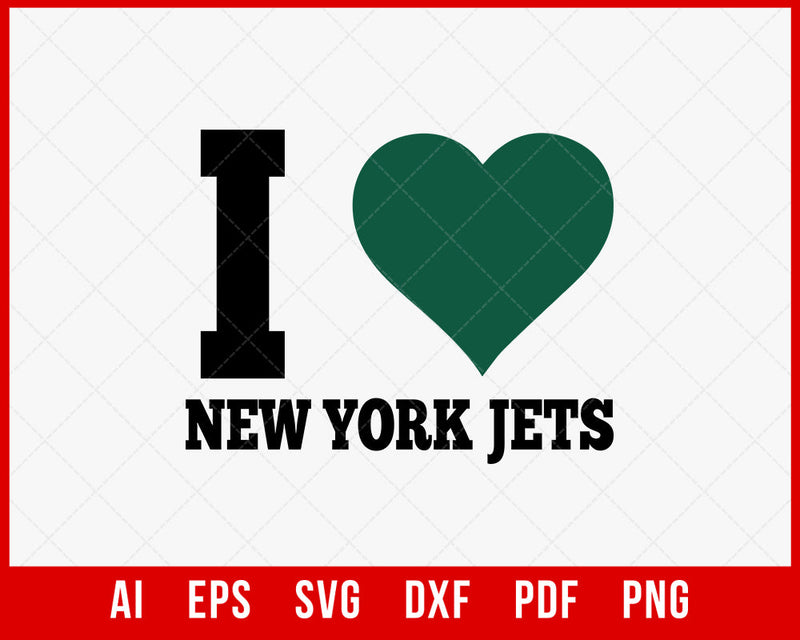 I Love New York Jets T-shirt Design SVG Cut File for Cricut Digital Download
