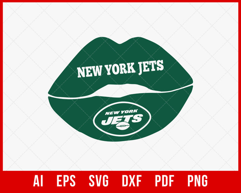 New York Jets Lip Clipart T-shirt Design SVG DXF Cut File for Cricut Digital Download