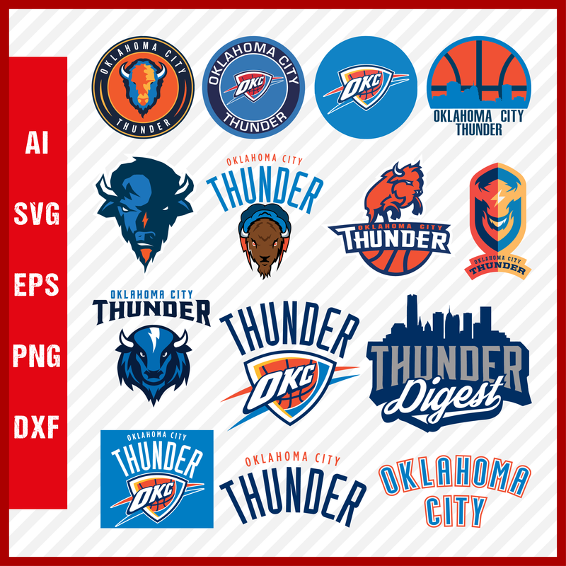 NBA Oklahoma City Thunder Svg Cut Files Basketball Clipart Bundle