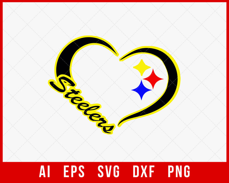 Pittsburgh Steelers Heart Sign Silhouette NFL SVG Cut File for Cricut Digital Download
