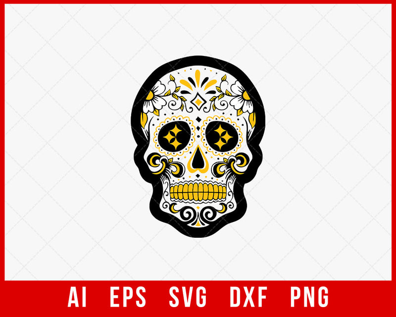 Steelers Football Logo with Skeleton Sticker Print NFL SVG Cut File for Cricut Digital Download