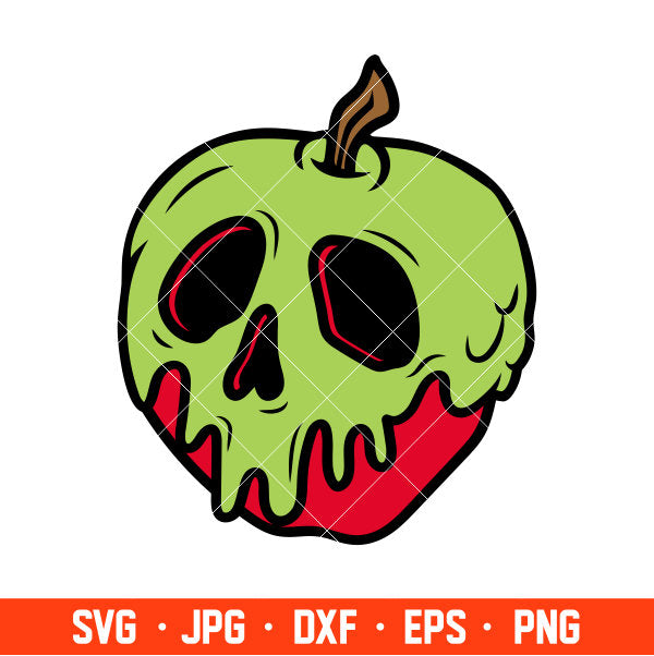 Poison Apple Svg, Halloween Svg, Evil Queen Svg, Skull Svg, Cricut, Silhouette Vector Cut File