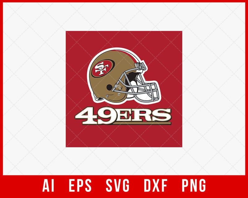 NFL San Francisco 49ers Helmet Silhouette SVG Cut File for Cricut Digital Download