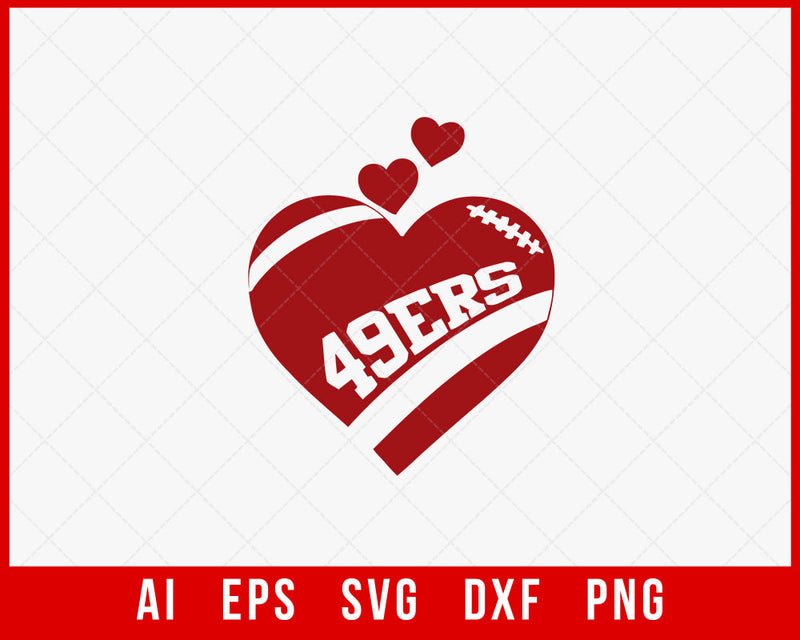 49ers Football Love Sign Sticker Cutting NFL SVG Cut File for Cricut T-shirt Digital Download