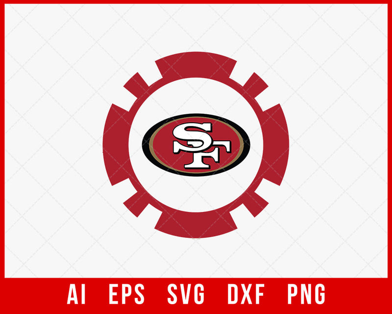 49ers Football Logo Sticker Cutting NFL SVG Cut File for Cricut Digital Download