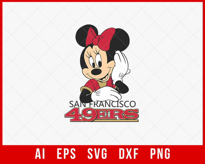 NFL San Francisco 49ers Minnie Mouse Clipart SVG Cut File for Cricut T-shirt Digital Download