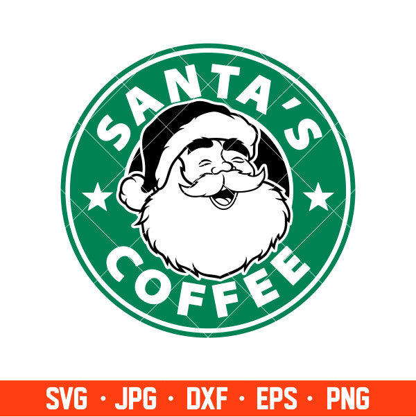 Santa’s Coffee Starbucks Svg, Santa Claus Svg, Merry Christmas Svg, Cricut, Silhouette Vector Cut File