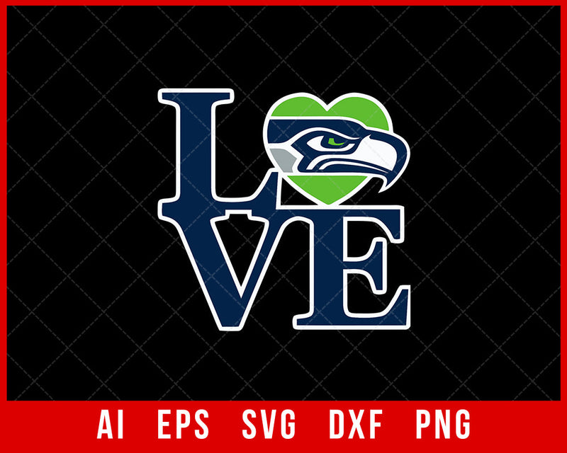 I Love Seahawks Football Silhouette Cameo SVG Cut File for Cricut Digital Download