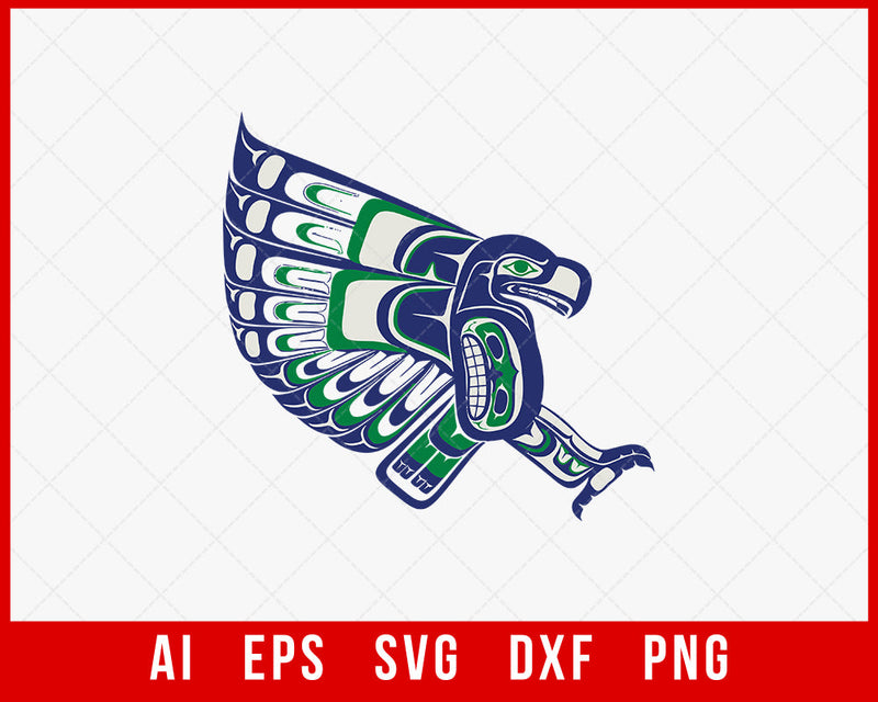 Seahawks Clipart Silhouette Football SVG Cut File for Cricut Digital Download