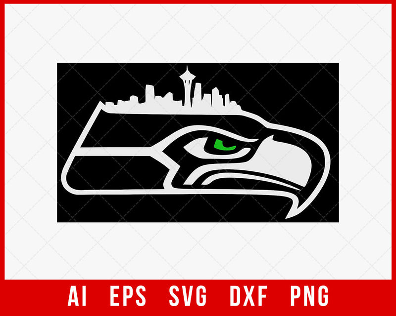 Seattle City Outline Seahawks Football SVG Cut File for Cricut T-shirt Digital Download