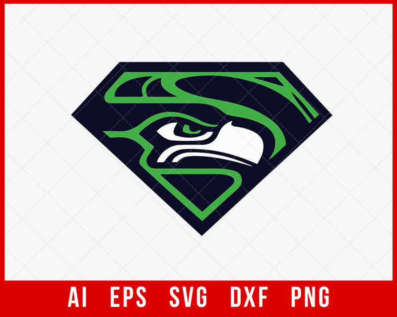 Seattle Seahawks Logo Clipart Silhouette SVG Cut File for Cricut T-shirt Digital Download