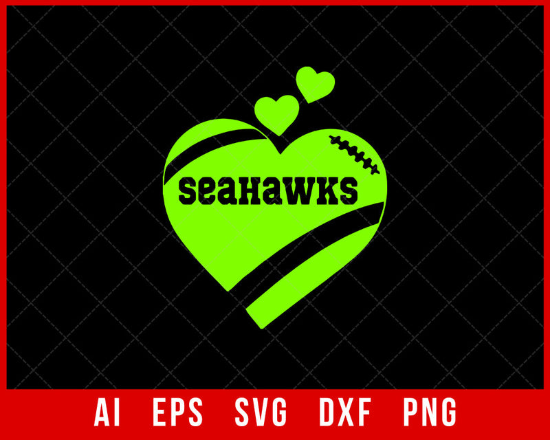 Seahawks Football Love Sign Clipart SVG Cut File for Cricut Digital Download