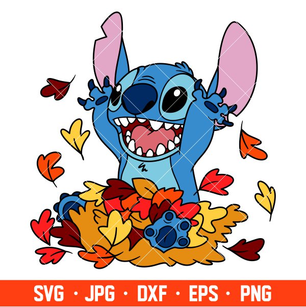 Stitch Autumn Leaves Svg, Lilo &amp; Stitch Svg, Disney Svg, Cricut, Silhouette Vector Cut File