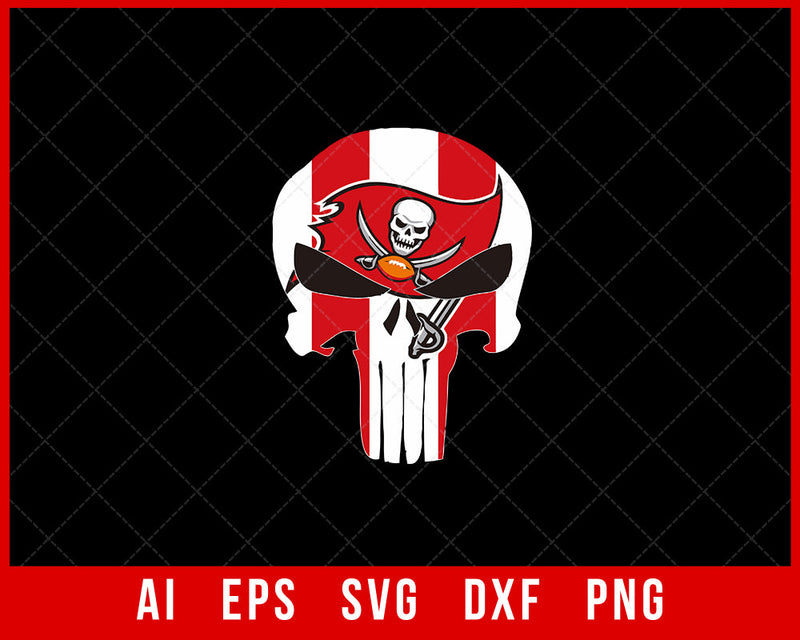 Tampa Bay Buccaneers Head Skeleton Silhouette NFL SVG Cut File for Cricut Digital Download