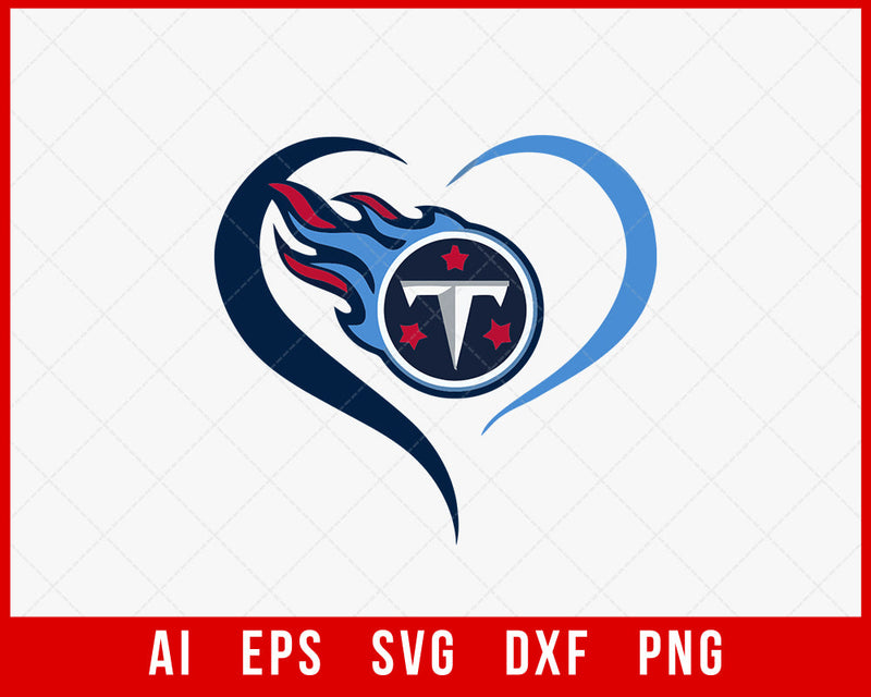 Titans Football Logo Heart Sign SVG DXF Cut File for Cricut Digital Download