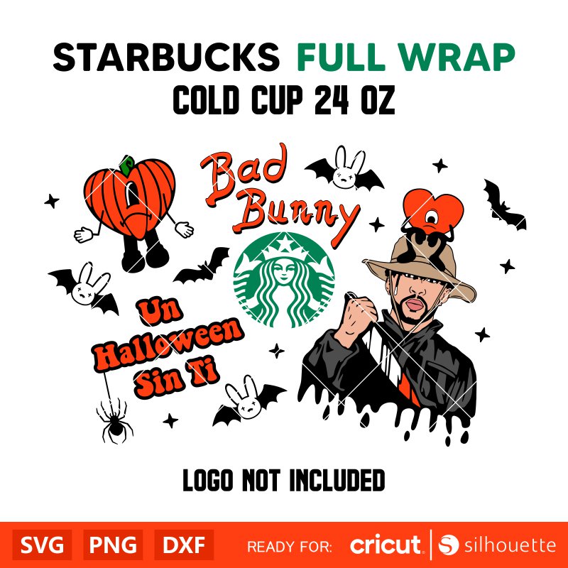 Un Halloween Sin Ti Starbucks Full Wrap Svg, Halloween Svg, Spooky Season Svg, Trick or Treat Svg, Cricut, Silhouette Vector Cut File