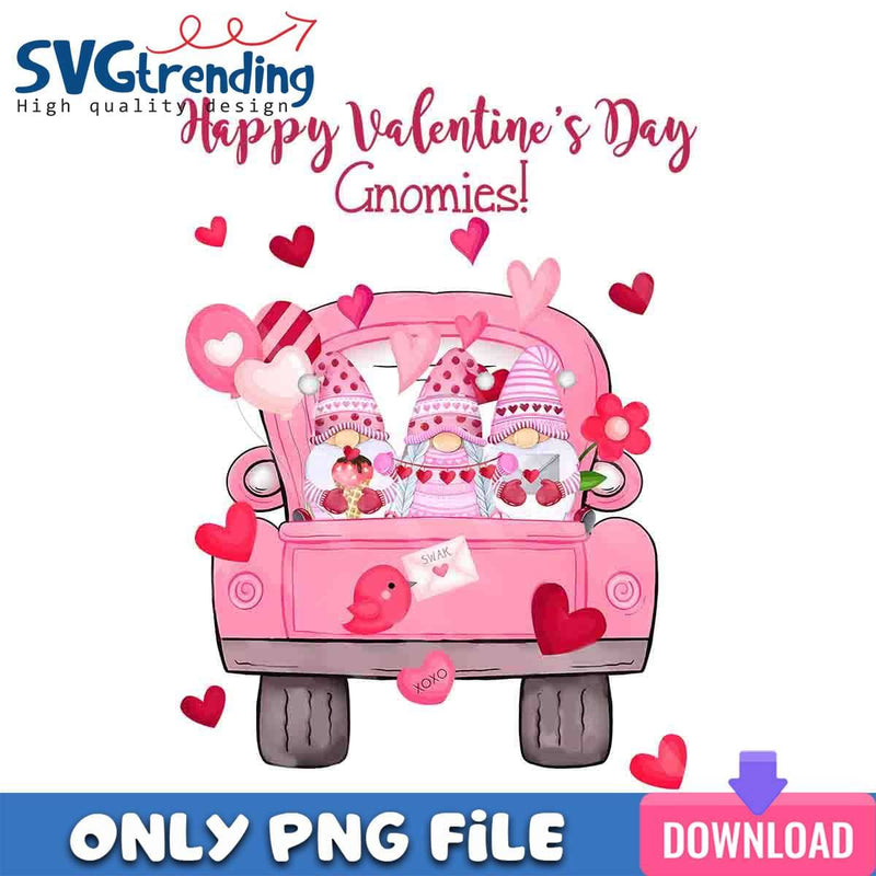 Happy Valentine’s Gnomies PNG Pink Valentine PNG Instant Download