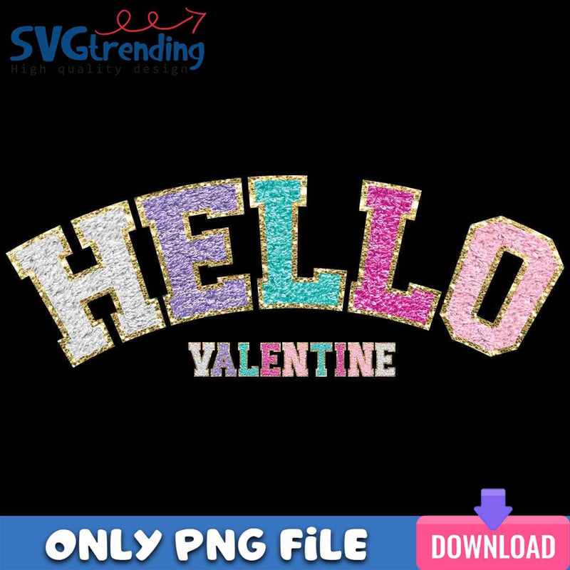 Hello Valentine PNG Glitter Valentine PNG Instant Download