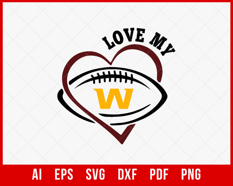 Love My Washington Football SVG File for Cricut Maker and Silhouette Cameo Digital Download