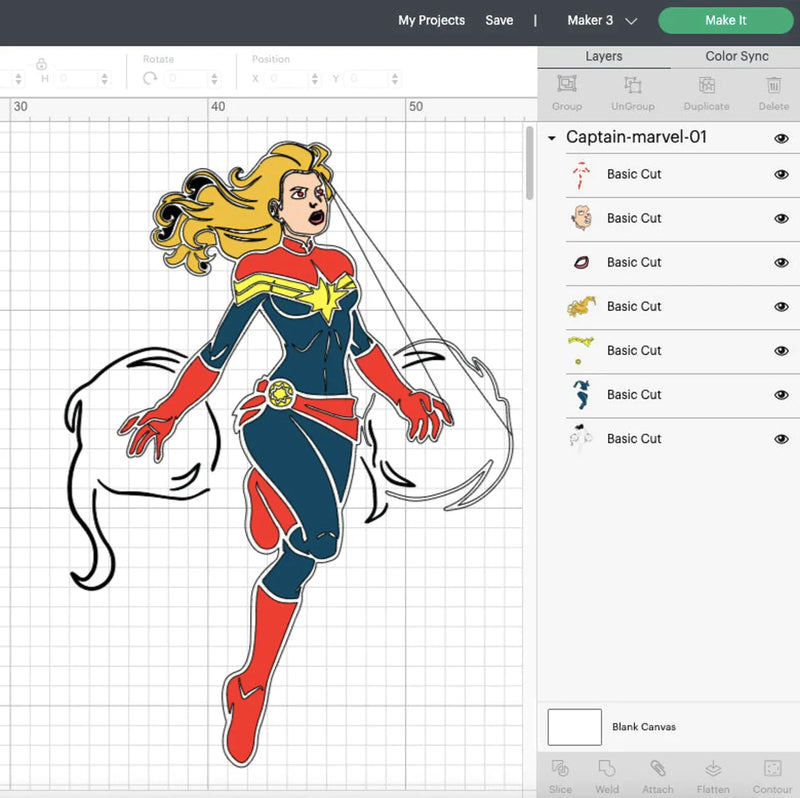 Captain Marvel SVG Files for Cricut and Silhouette, Captain Marvel Clipart & PNG Files