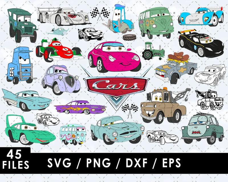 Cars SVG Files for Cricut and Silhouette, Cars Movie Clipart & PNG Files