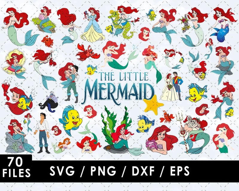 Little Mermaid Ariel SVG Files for Cricut and Silhouette, Ariel Clipart & PNG Files