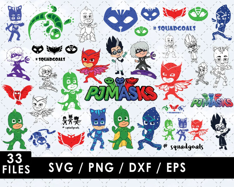 PJ Masks SVG Files for Cricut and Silhouette, PJ Masks Clipart & PNG Files