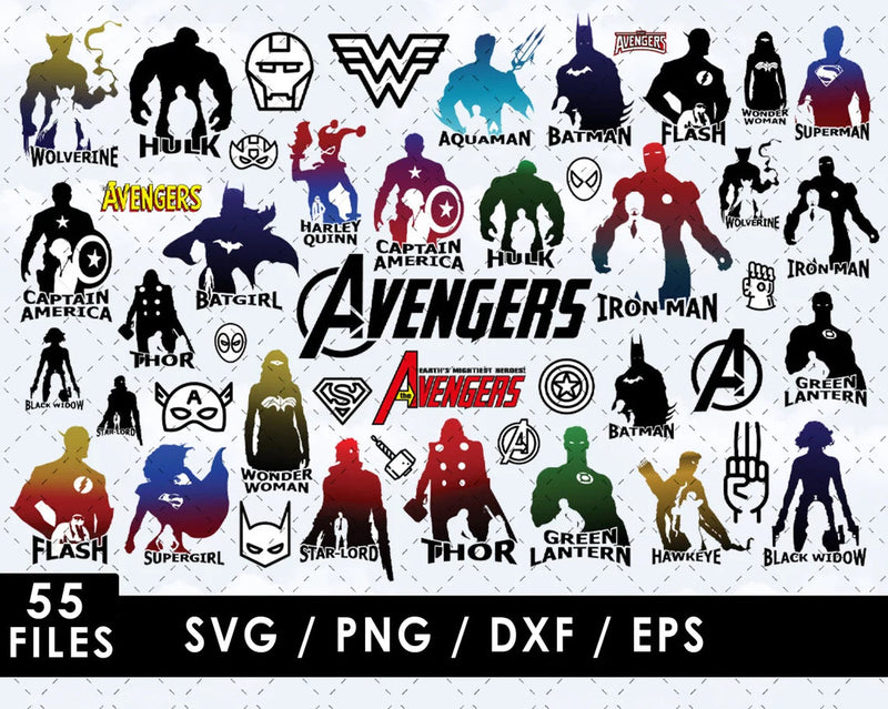 Avengers SVG Files for Cricut / Silhouette, Avengers Superheroes Clipart & PNG Files