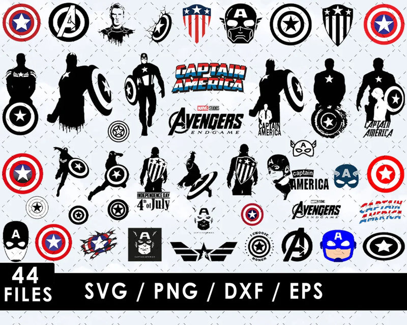 Captain America SVG Files for Cricut and Silhouette, Captain America Clipart & PNG Files