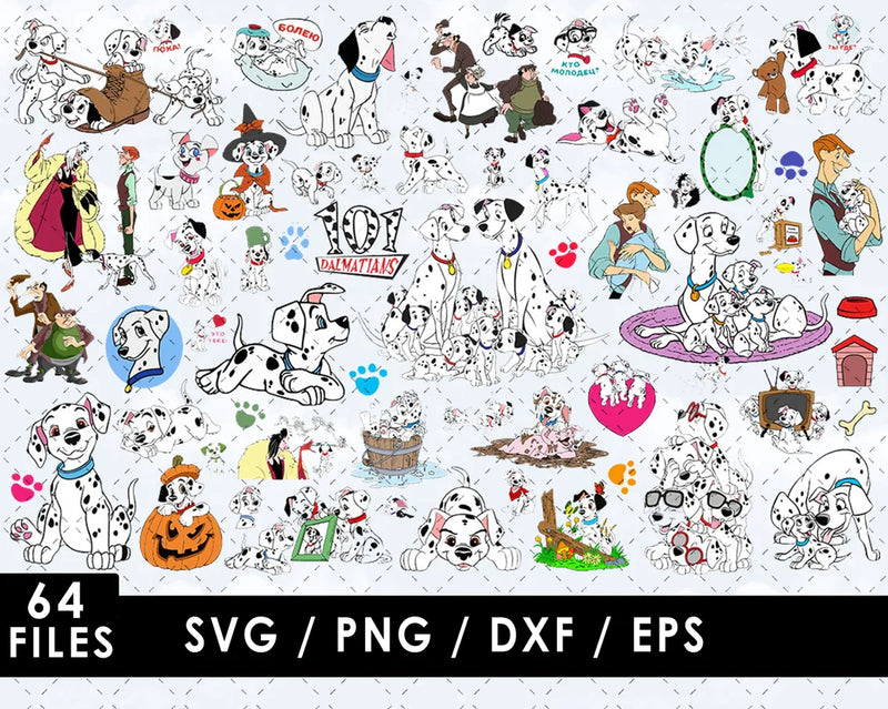 101 Dalmatians SVG Files for Cricut and Silhouette, Dalmatians Clipart & PNG Files