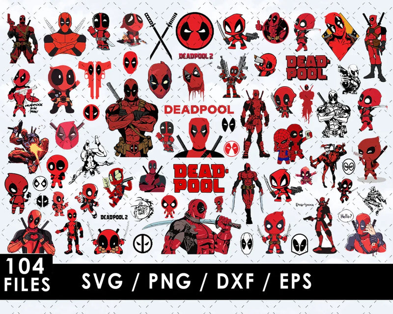 Deadpool SVG Files for Cricut and Silhouette, Deadpool Clipart & PNG Files