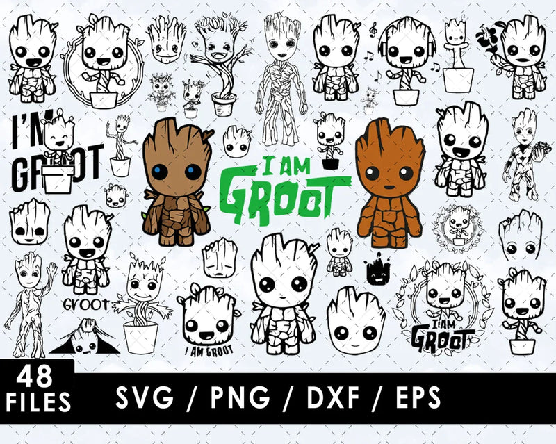 Groot SVG Files for Cricut and Silhouette, Groot Clipart & PNG Files