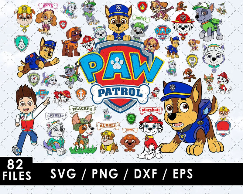 Paw Patrol SVG Files for Cricut / Silhouette, Rubble Clipart & Zuma Cut Files