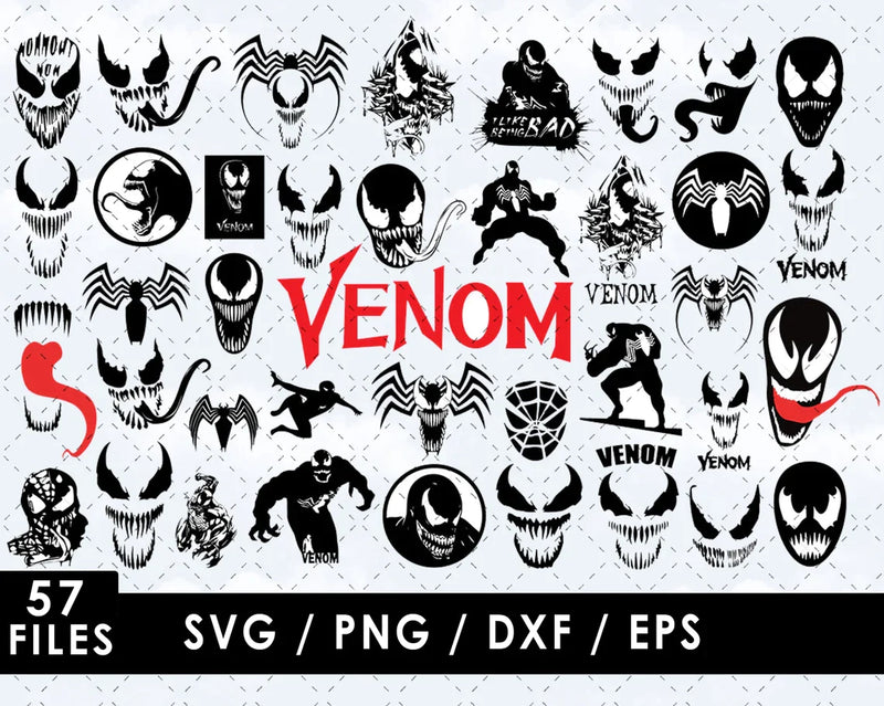 Venom SVG Files for Cricut / Silhouette, Venom Clipart Bundle & PNG Files