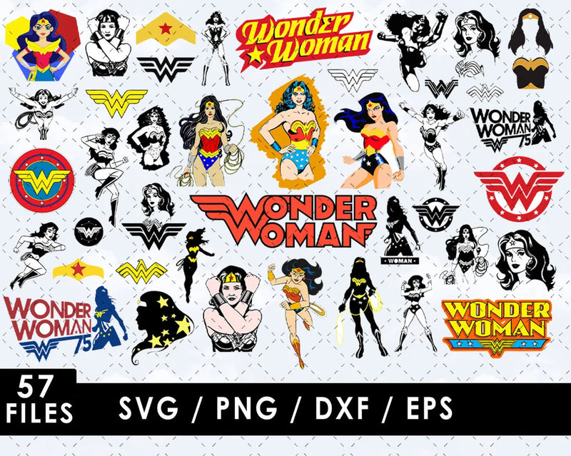 Wonder Woman Clipart Bundle, Wonder Woman SVG Files for Cricut / Silhouette