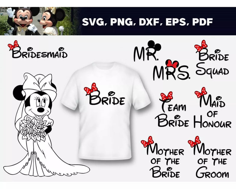 Disney Just Married SVG Files for Cricut / Silhouette, Just Married Clipart & Cut Files