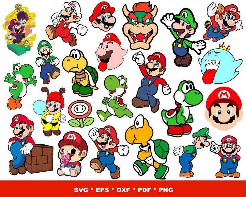 Super Mario PNG & SVG Files for Cricut and Silhouette, Super Mario Clipart
