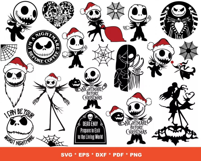 Nightmare Before Christmas PNG & SVG Files for Cricut and Silhouette, Clipart & Cut Files