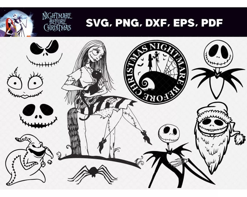 Nightmare Before Christmas SVG Files for Cricut and Silhouette, 60+ Clipart & Cut Files