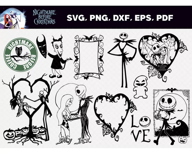 Nightmare Before Christmas SVG Files for Cricut and Silhouette, 60+ Clipart & Cut Files