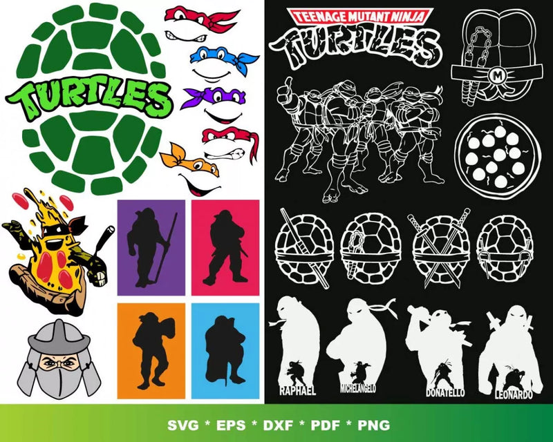Ninja Turtles PNG & SVG Files for Cricut and Silhouette, 1000+