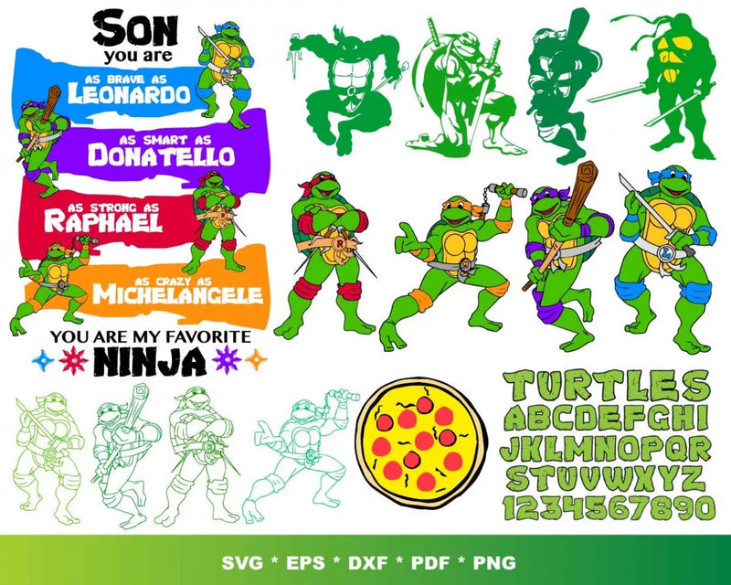 Teenage Mutant Ninja Turtles Retro Sunse Svg Cutting Files