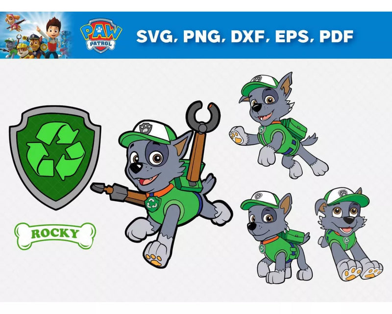 Paw Patrol SVG Files for Cricut / Silhouette, rocky Clipart & everest Cut Files